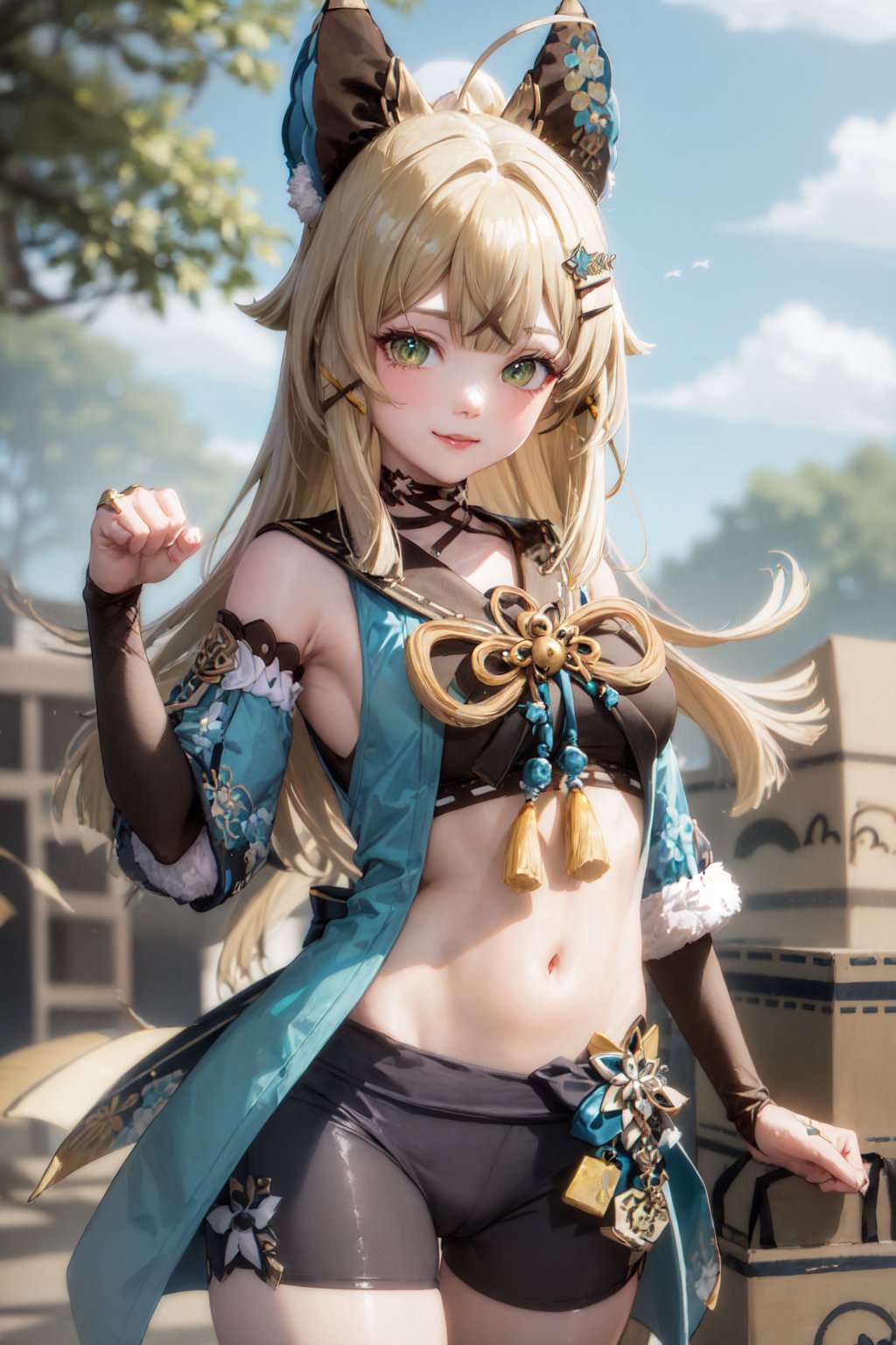 00083-2718750388-(masterpiece, best quality_1.2), , cowboy shot, solo, 1girl, kirara, smile, looking at viewer, (paw pose_1.1), ahoge, hair ornam.jpg